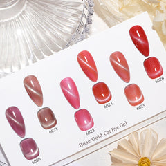 YICKYUE - 10ml UV Cat Eye Polish Gel Nail Gold Rose Color Magnetic Semi Permanent Cat Eye Gel Varnishes Nail Art Soak Off Manicure