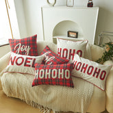 Yickyue New Christmas Decoration Cushion Cover Plaid Print Letter Embroidery Pillow Case Christmas Decorative Pillows for Sofa