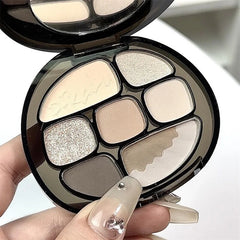 Yickyue Smoke Pink Eyeshadow Palette Matte Pearlescent 8 Colors Eye Shadow Cool Night Black Purple Brown Glitter Eyes Makeup Cosmetics