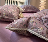 YICKYUE - Romantic purple floral lace bedding set,twin full queen king sweet flower cotton home textile bed sheet pillow case quilt cover