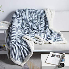 Flannel Blanket for beds Fleece Blanket Reversible Soft Fuzzy Plush Fluffy Blanket Warm Cozy Striped for Winter for Sofa Chair