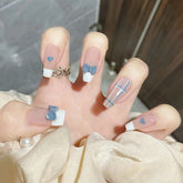24PCS Medium Coffin Press On Nails Heart Bow Decor Full Coverage Artificial Nails Press On Nails Free Shipping