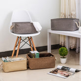 New Large Folding Linen Fabric Storage Basket Kids Toys Storage Box Clothes Storage Bag Organizer Holder with Handle