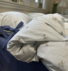 YICKYUE - Modern pastoral flower blue stripes bedding set teen,twin full queen king cotton home textile bed sheet pillow case quilt cover