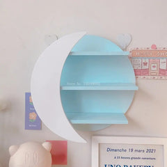 YICKYUE Pink Wall Hanging Wooden Storage Rack Hand Do Doll Display Rack Children's Room Decoration Wall Mounted Storage Rack