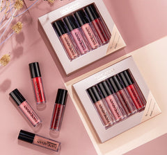 4Pcs Lip Gloss Gift Sets Matte Long Lasting Lip Glaze Moisturizing Waterproof Non-stick Cup Liquid Lipsticks Cosmetics Kit TSLM1