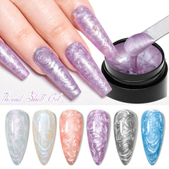 YICKYUE - 5ml Thread Shell Nail Gel Polish Purple Pearl Shell Vernishes Semi Permanent Soak Off UV LED Nail Art For Manicure