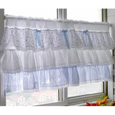 YICKYUE - Short Cotton Fabric Curtain for Girl Room, Korean Style, Blue and White Color, Wedding Window Decor, Door Valance, Half Curtains