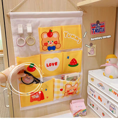Home Decor Storage Bag Fabric Hanging Bag Cute Bedside Door Back Cabinet Hanging Storage Kawaii Organizer Pink Desk Organizer