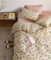 Korean Ins Small Floral Cotton Bed Four-Piece Set Pure Cotton Bed Sheet Duvet Cover Fitted Sheet Single Dormitory 3-Piece Set
