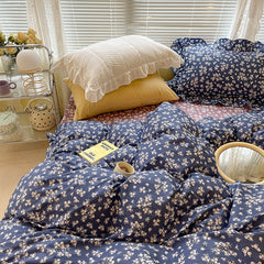 Fresh Small Cherry Cotton Four-Piece Lace Cotton Quilt Cover 1.5 M1.8 Bed Sheet Soft Bedding