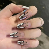 24pcs Press on Nail Gradient Grey Color Nail with Ballet Shoes Pattern for Finger Decoration Home Nail DIY Decoration Fake Nails