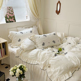 YICKYUE - Ins Cream Style Soft Skin-friendly Bed Four-piece Set