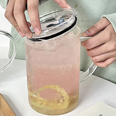 Yickyue 1L Drinking Glass Tumbler With Lid And Straw Glass Coffee Cup Glass Mug Milk Juice Cup Transparent Cup Juice Mocha Cups