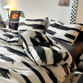 Yickyue Black Series Print King Queen Twin Full Sizes Bedding Sets Pure Cotton Bedclothes Pillowcases Bed Linens Bedding Flat Sheet Set