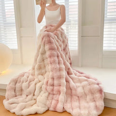 Yickyue New Tuscan Imitation Fur Autumn Winter Warm Blankets for Bed High-quality Soft Fluffy Sofa Blanket Warmth Sleep Blankets Double