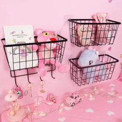 Pink wall shelf decoration frame bedroom living room Iron storage rack / wall-mounted shelf bracket shelf organizer