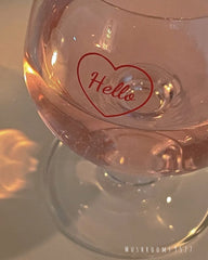 French Retro Romantic Love Glass Short Sweet Wine Glass Chic Hello Good Morning Simple Champagne Juice Party Cup