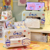 Kawaii Bear Tissue Storage Box Cute Table Napkin Holder Tissue Case Stationery Desk Organizer Box Home Office Storage Container
