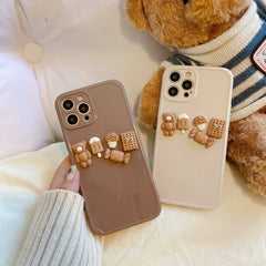 Couple cool biscuit bear soft silicone phone case for iphone 12 mini 11 pro max 7 8 plus se 2020 13 x xr xsmax cute cartoon capa