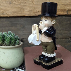 YICKYUE - Creative Spoof Paper Holder Statue Cute Funny Decorative Resin Butler Shape Tissue Stand Rack Sculpture for Toilet Decoration