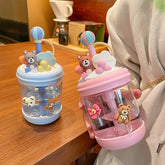 Kawaii Bear Candy Water Bottle Drinking Bottle Water Bottle For Coffee Juice Milk Tea Portable Bottle Straw Cup With Lid Straw