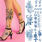 YICKYUE - Juice Tattoo Sticker 8Pcs/lot Flowers Tattoo Fake Long Lasting Herbal Semi-permanent Tattoos Leg Breast Sleeve Women