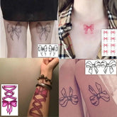 YICKYUE - Dark Line Butterfly Cartoon Tattoo Stickers Cute Bow Sexy Tattoos for Women Fake Arm Shoulder Thigh Body Art Temporary Tattoos