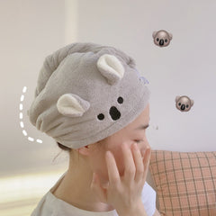W&G Women Dry Hair Cap Fine fleece Cute Bunny Bear Towels Korea Absorbent Soft Cute Hair Towel Shampoo Shower Cap Dry Hair Towel