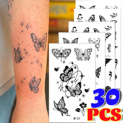 YICKYUE - Flower Butterfly Tattoos Sticker Waterproof Disposable Transfer Temporary Tattoo Women Men Hand Arm Body Fake Tattoos Decoration