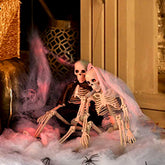 40cm Halloween Horror Luminous Movable Skull Skeleton Halloween Props Poseable Full Life Size Skeleton Prop Halloween Decoration
