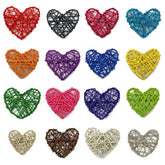 YICKYUE - 100pcs 5cm Heart Shaped Natural Rattan Hanging Ornaments, Hearts Wicker Ball for Valentine's Day Wedding Party Decor Vase Filler