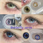 YICKYUE - 1Pair Lenses With Myopia Colored Contact Lenses For Big Eyes Green Blue Cosplay Pupil Degree Color Lenses Halloween