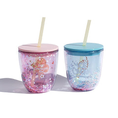 Summer Lovely Bobo Cup BPA Free Plastic Cups with Lids and Straw Children's Water Cup Tumbler Ice Cup Double-Layer Coffee Mug