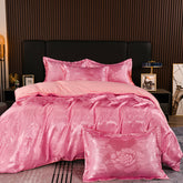 Yickyue - Beautiful Floral Jacquard Satin Bedding Set Full Queen King Size
