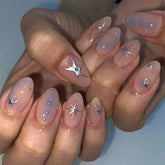 YICKYUE - Wearable Nail Plate Silvery Star Spotted Wearable Nail Short Style Nail Plate Wearable Nail Nail Plate