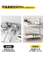 Simple Bookshelf and Storage Shelf Office Desk Surface Panel Storage Rack Small Multi-Layer Iron Desk Organizer Bookcase