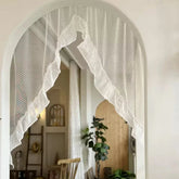 YICKYUE - 1 Panel Lace Sheer Curtain Valance Floral Embroidered Swag Curtains Valance Tiers for Doorway Kitchen Bathroom Window Rod Pocket