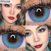 YICKYUE - 2pcs/pair Blue Lenses Colored Lenses for Eyes Anime Color Contact Lenses Beauty Eye Color Lens Prescription Lenses 14.5