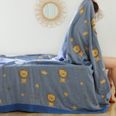 Yickyue New cartoon lion throw blanket Kawaii summer adult kids Bedspread gauze quilt single double comfortable sofa blanket soft cotton