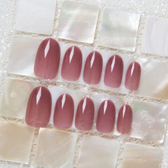24PCS/box Transparent Purple fake nail press on Patch Detachable Mid-length oval Head Summer Wearable artificial nails with glue