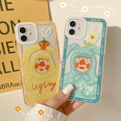 Cute couple phone case for iphone x xsmax 7 8 plus xr 12 mini 11 pro max 8 7 plus soft silicone cartoon funny cover capa