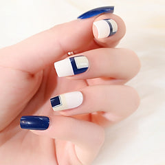 24Pcs/Set Wearable Manicure Finished Artificial Ballerina Press on Nail Art Patch Fake Nails Flat Head Square Nail False Strips