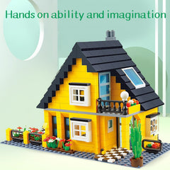 City Architecture Villa Cottage Model Building Blocks Compatible Friends Beach Hut Modular Home House Village Construction Toys