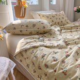 100%Cotton Vintage Floral Quilt + Pillow Case -Luxurious-- Summer and Autumn - Washable - Air Conditioned Room-Queen/Single