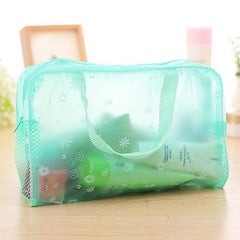 Waterproof PVC Cosmetic Storage Bag for Women Floral Transparent Wash Bag Creative Home Outing Compressed Shower Bag