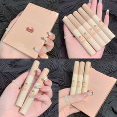 VONGEE 5Pcs/Set Velvet Lip Glaze Matte Lipstick Gift Box Set Student Lip Glaze Show White Make Up