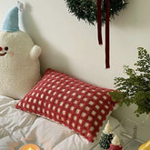YICKYUE - Lamb Wool Cushion Christmas Nordic Plaid Pillow For Living Room Office Pillowcase Waist Protection Sofa Backcushion Home Decor