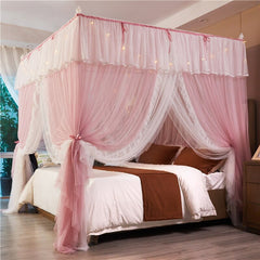 Pink White Double-deck Romantic Lace Princess Style Three-door Floor-standing mosquito net Suitable for 1.2m 1.5m 1.8m 2m Bed