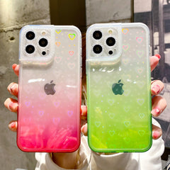 Laser Gradient Love Heart Diamond Case For iPhone 13 11 12 Pro Max X XR XS Max 7 8 Plus SE 12 13 Mini Case Clear Soft Back Cover